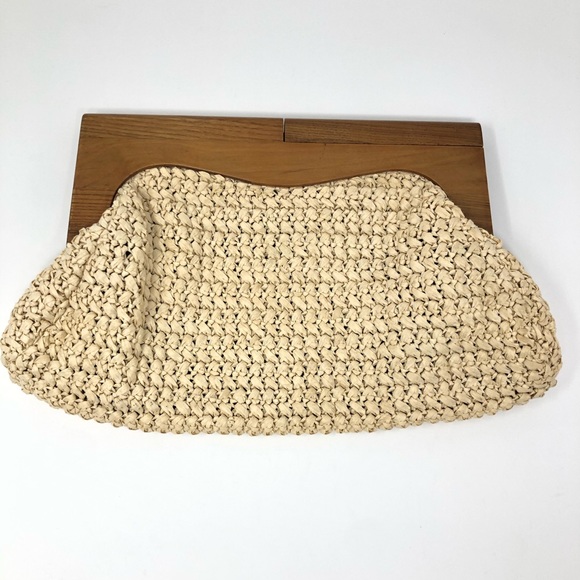 Banana Republic Handbags - Banana Republic Boho Wood Straw Clutch Bag